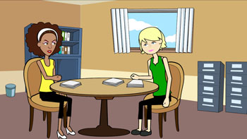 justyce and allyson at a table