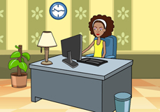 justyce working at a desk
