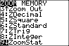 The ZOOM  window is displayed.  Button 9 represents ZoomStat
