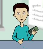 khalid holding a calculator