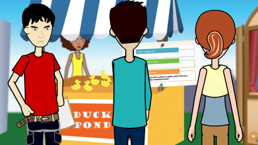 andrew, khalid, and marissa at the duck pond game