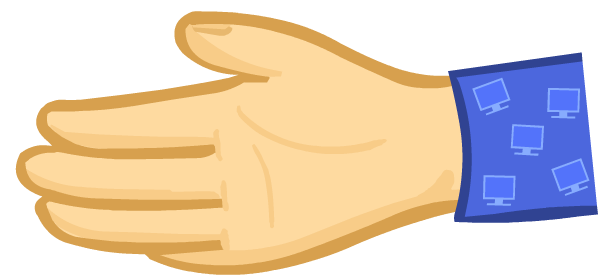 Computer's hand playing paper