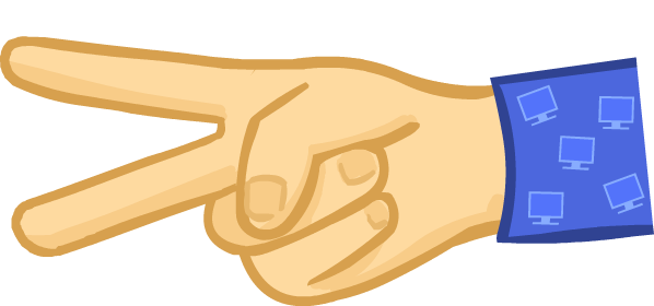 Computer's hand playing scissors